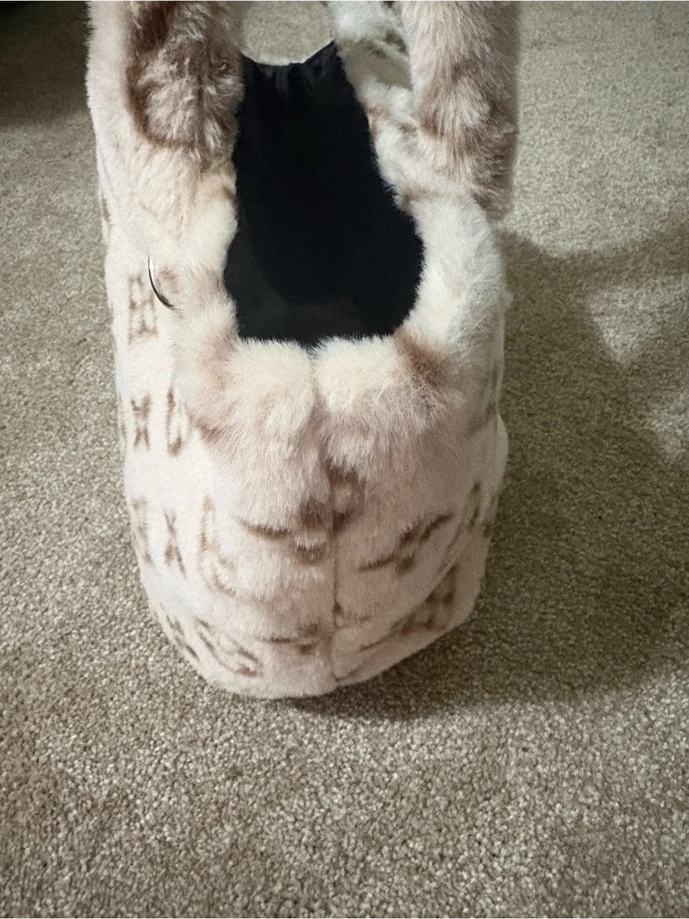 Pet Faux Fur tan Monogram Crossbody Bag